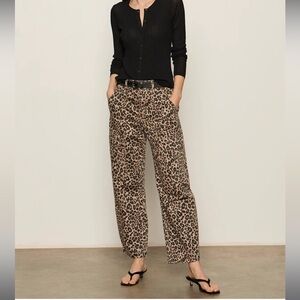 Sanctuary Boyfriend Utility Pant Tan Black Animal Print in French Kitty size 24
